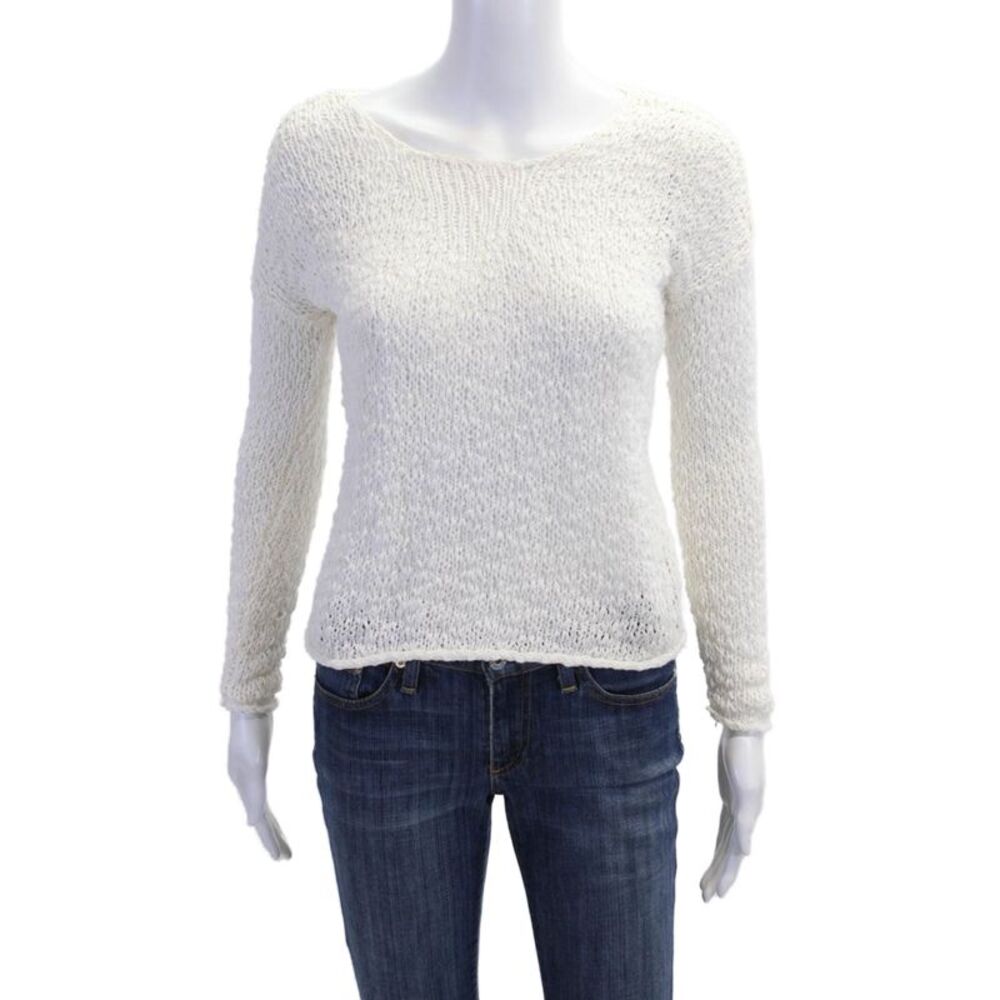 Graham & Spencer Unisex White Cotton Pullover Sweater Long Sleeve Size S